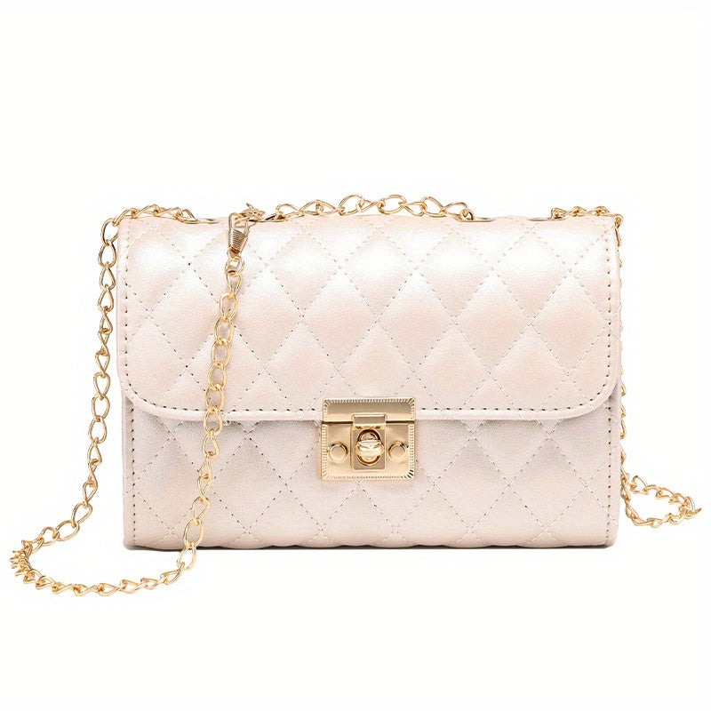 Quilted Crossbody Bag - Fashionable Chain Clutch Satchel for Women
