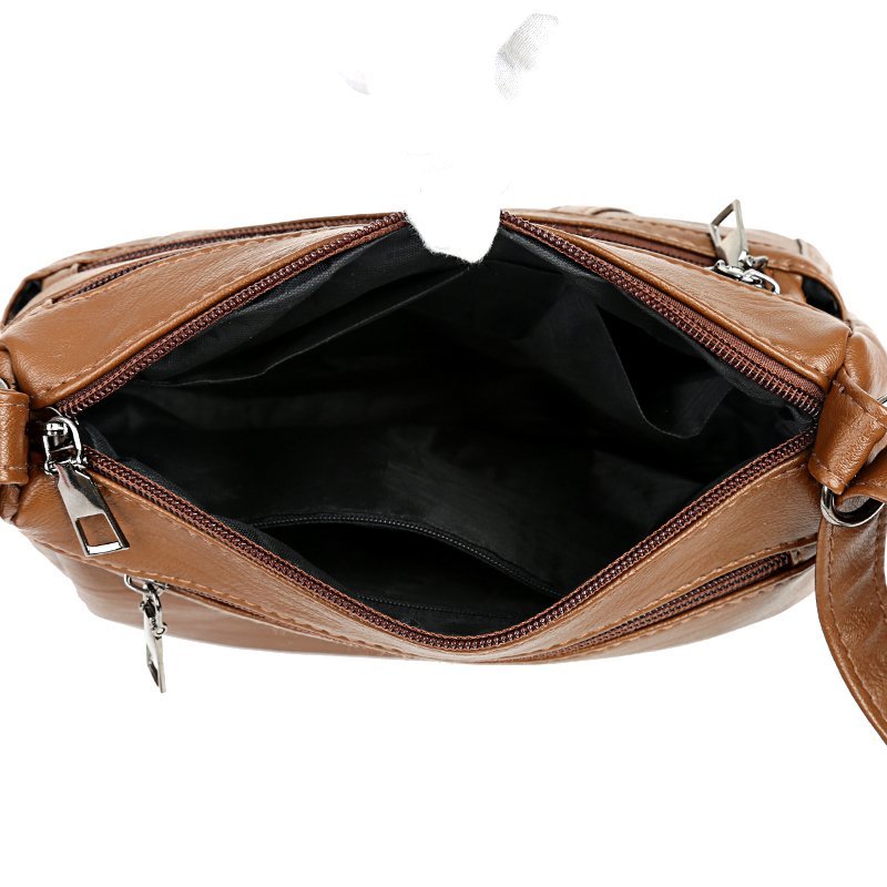 Women's Fashion Faux Leather Shoulder Bag - Simple Large Casual Crossbody with Multi Zipper