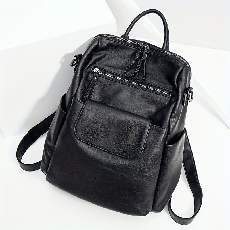 Genuine Leather Convertible Backpack - Vintage Retro Travel Daypack for Students & Women