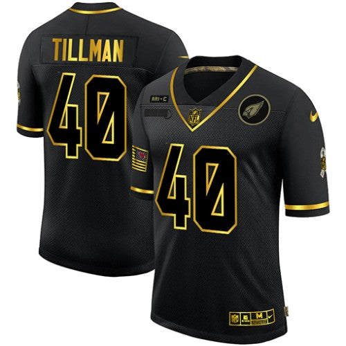 Arizona Arizona Cardinals #40 Pat Tillman Men's Nike 2020 Salute To Service Golden Limited NFL Jersey Black Men's