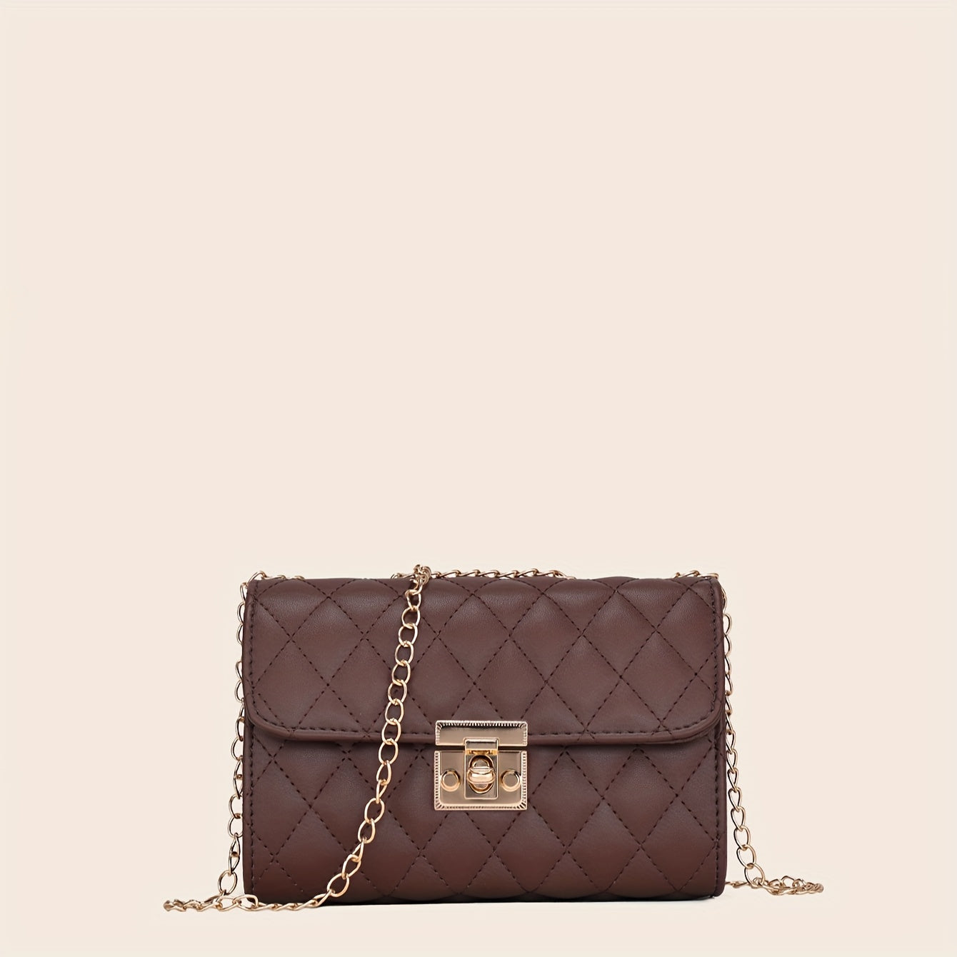 Quilted Crossbody Bag - Fashionable Chain Clutch Satchel for Women