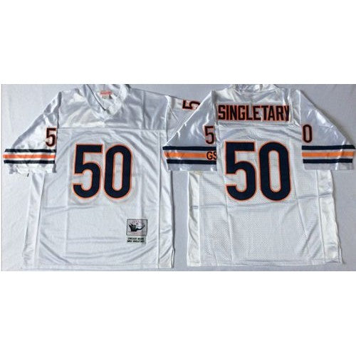 Mitchell&Ness Chicago Bears #50 Mike Singletary White Small No. Throwback Stitched NFL Jersey Men's