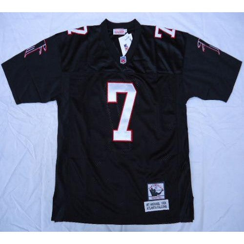 Mitchell And Ness Atlanta Falcons #7 Michael Vick Black Throwback Stitched NFL Jersey Men's