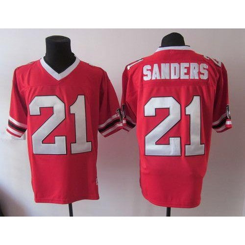 1992 Mitchell And Ness Atlanta Falcons #21 Deion Sanders Red Throwback Stitched NFL Jersey Men's