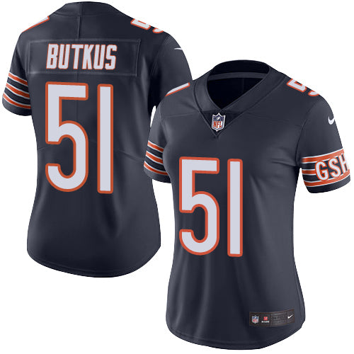 Nike Chicago Bears #51 Dick Butkus Navy Blue Team Color Women's Stitched NFL Vapor Untouchable Limited Jersey Womens