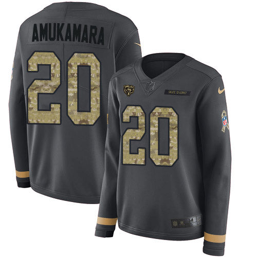 Nike Chicago Bears #20 Prince Amukamara Anthracite Salute to Service Women's Stitched NFL Limited Therma Long Sleeve Jersey Womens