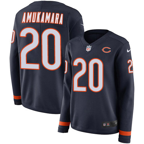 Nike Chicago Bears #20 Prince Amukamara Navy Blue Team Color Women's Stitched NFL Limited Therma Long Sleeve Jersey Womens