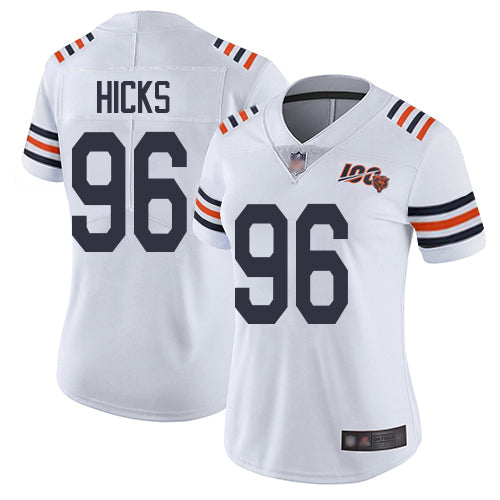 Nike Chicago Bears #96 Akiem Hicks White Alternate Women's Stitched NFL Vapor Untouchable Limited 100th Season Jersey Womens