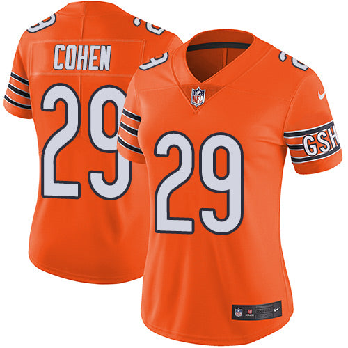 Nike Chicago Bears #29 Tarik Cohen Orange Women's Stitched NFL Limited Rush Jersey Womens