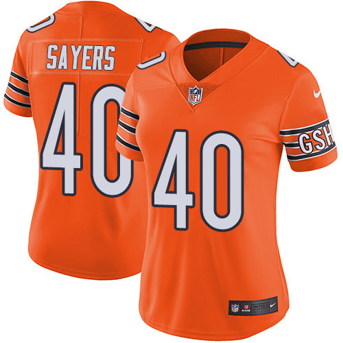 Nike Chicago Bears #40 Gale Sayers Orange Women's Stitched NFL Limited Rush Jersey Womens
