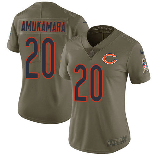 Nike Chicago Bears #20 Prince Amukamara Olive Women's Stitched NFL Limited 2017 Salute to Service Jersey Womens