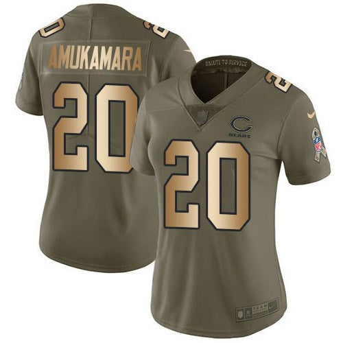Nike Chicago Bears #20 Prince Amukamara Olive/Gold Women's Stitched NFL Limited 2017 Salute to Service Jersey Womens