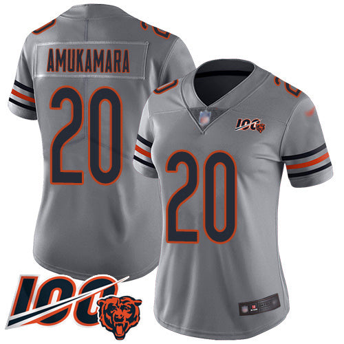 Nike Chicago Bears #20 Prince Amukamara Silver Women's Stitched NFL Limited Inverted Legend 100th Season Jersey Womens