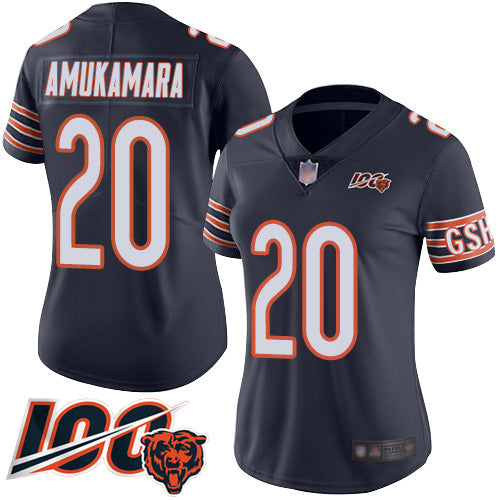 Nike Chicago Bears #20 Prince Amukamara Navy Blue Team Color Women's Stitched NFL 100th Season Vapor Limited Jersey Womens