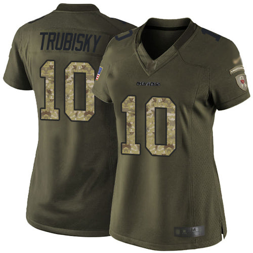 Nike Chicago Bears #10 Mitchell Trubisky Green Women's Stitched NFL Limited 2015 Salute to Service Jersey Womens