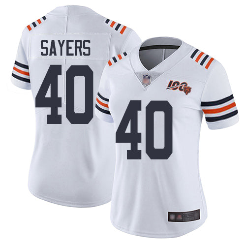 Nike Chicago Bears #40 Gale Sayers White Alternate Women's Stitched NFL Vapor Untouchable Limited 100th Season Jersey Womens