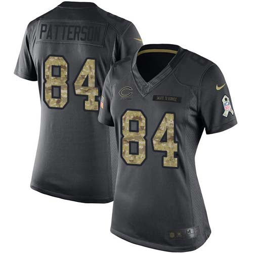 Nike Chicago Bears #84 Cordarrelle Patterson Black Women's Stitched NFL Limited 2016 Salute to Service Jersey Womens