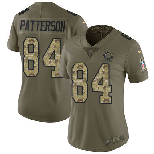 Nike Chicago Bears #84 Cordarrelle Patterson Olive/Camo Women's Stitched NFL Limited 2017 Salute To Service Jersey Womens