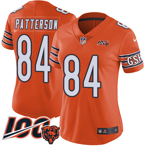 Nike Chicago Bears #84 Cordarrelle Patterson Orange Women's Stitched NFL Limited Rush 100th Season Jersey Womens