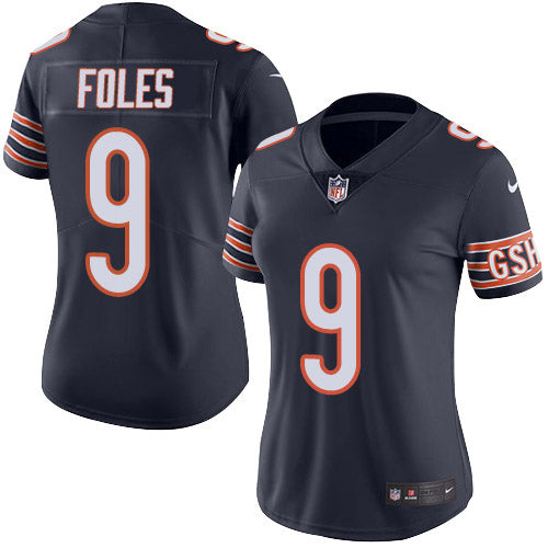 Nike Chicago Bears #9 Nick Foles Navy Blue Team Color Women's Stitched NFL Vapor Untouchable Limited Jersey Womens