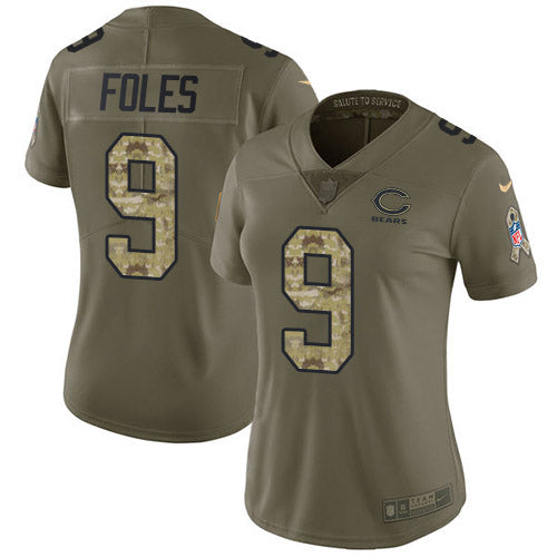 Nike Chicago Bears #9 Nick Foles Olive/Camo Women's Stitched NFL Limited 2017 Salute To Service Jersey Womens