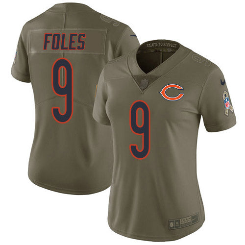 Nike Chicago Bears #9 Nick Foles Olive Women's Stitched NFL Limited 2017 Salute To Service Jersey Womens