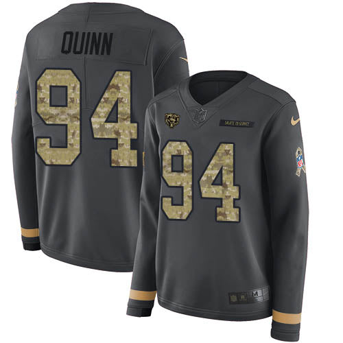 Nike Chicago Bears #94 Robert Quinn Anthracite Salute to Service Women's Stitched NFL Limited Therma Long Sleeve Jersey Womens