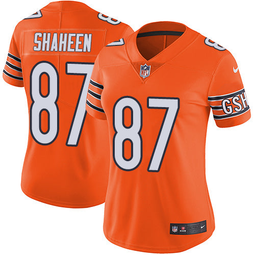 Nike Chicago Bears #87 Adam Shaheen Orange Women's Stitched NFL Limited Rush Jersey Womens