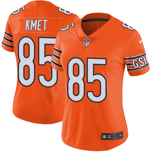 Nike Chicago Bears #85 Cole Kmet Orange Women's Stitched NFL Limited Rush Jersey Womens