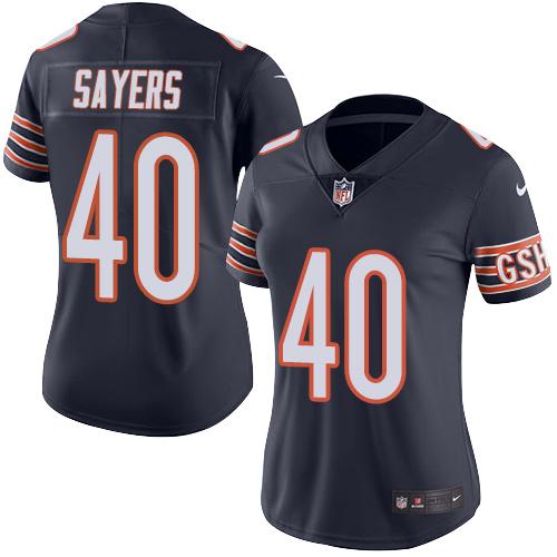 Nike Chicago Bears #40 Gale Sayers Navy Blue Team Color Women's Stitched NFL Vapor Untouchable Limited Jersey Womens