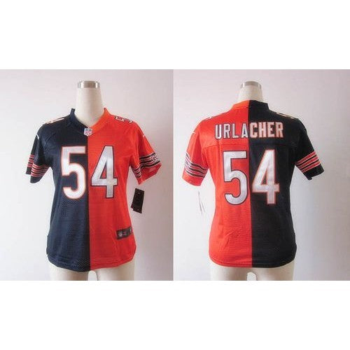 Nike Chicago Bears #54 Brian Urlacher Navy Blue/Orange Women's Stitched NFL Elite Split Jersey Womens