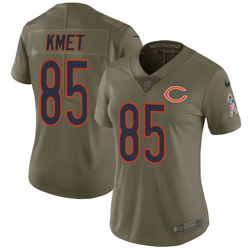Nike Chicago Bears #85 Cole Kmet Olive Women's Stitched NFL Limited 2017 Salute To Service Jersey Womens