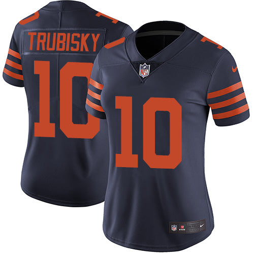 Nike Chicago Bears #10 Mitchell Trubisky Navy Blue Alternate Women's Stitched NFL Vapor Untouchable Limited Jersey Womens