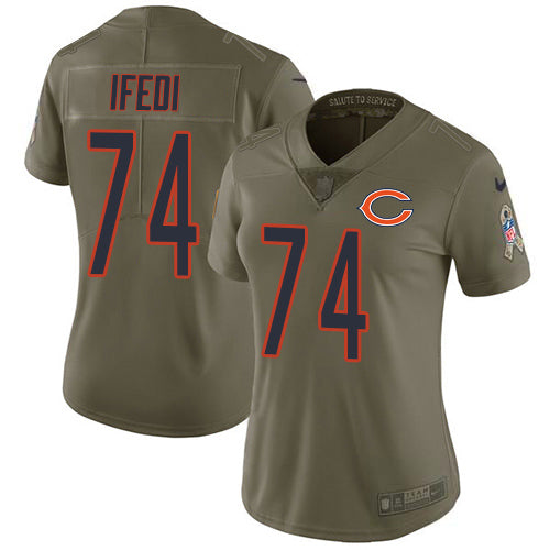 Nike Chicago Bears #74 Germain Ifedi Olive Women's Stitched NFL Limited 2017 Salute To Service Jersey Womens