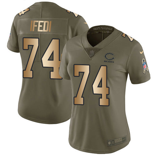 Nike Chicago Bears #74 Germain Ifedi Olive/Gold Women's Stitched NFL Limited 2017 Salute To Service Jersey Womens