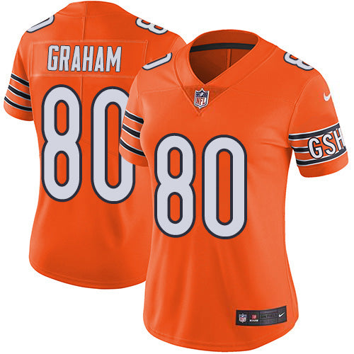 Nike Chicago Bears #80 Jimmy Graham Orange Women's Stitched NFL Limited Rush Jersey Womens