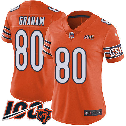 Nike Chicago Bears #80 Jimmy Graham Orange Women's Stitched NFL Limited Rush 100th Season Jersey Womens