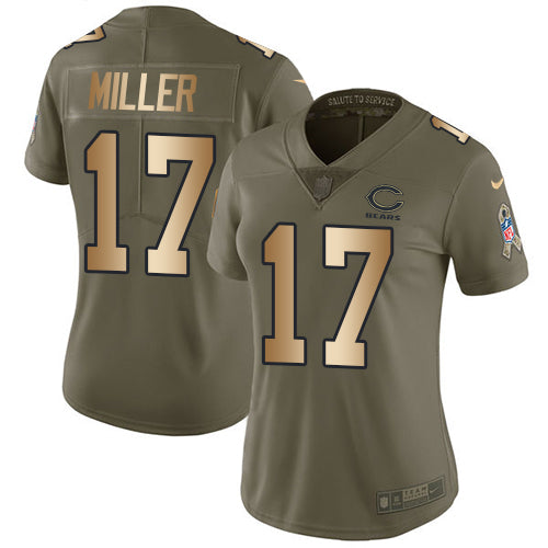 Nike Chicago Bears #17 Anthony Miller Olive/Gold Women's Stitched NFL Limited 2017 Salute to Service Jersey Womens