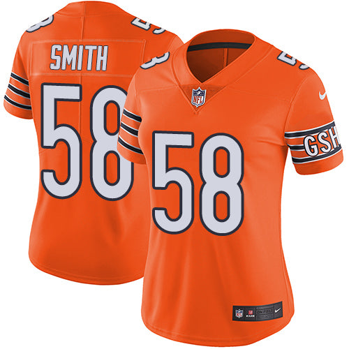 Nike Chicago Bears #58 Roquan Smith Orange Women's Stitched NFL Limited Rush Jersey Womens