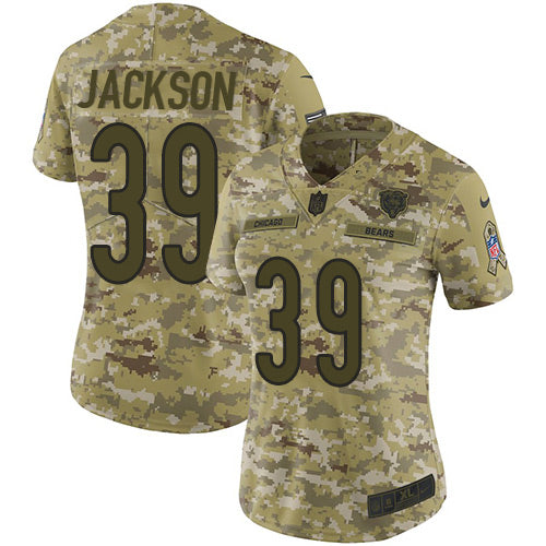 Nike Chicago Bears #39 Eddie Jackson Camo Women's Stitched NFL Limited 2018 Salute to Service Jersey Womens