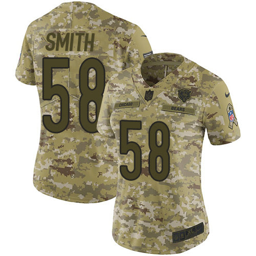 Nike Chicago Bears #58 Roquan Smith Camo Women's Stitched NFL Limited 2018 Salute to Service Jersey Womens