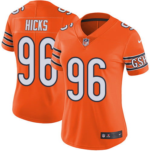 Nike Chicago Bears #96 Akiem Hicks Orange Women's Stitched NFL Limited Rush Jersey Womens