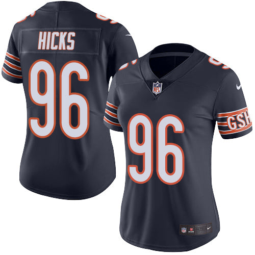 Nike Chicago Bears #96 Akiem Hicks Navy Blue Team Color Women's Stitched NFL Vapor Untouchable Limited Jersey Womens