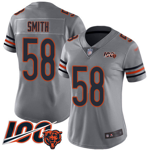 Nike Chicago Bears #58 Roquan Smith Silver Women's Stitched NFL Limited Inverted Legend 100th Season Jersey Womens