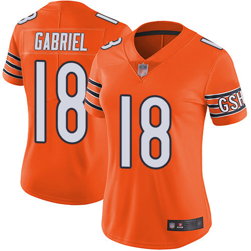Nike Chicago Bears #18 Taylor Gabriel Orange Women's Stitched NFL Limited Rush Jersey Womens