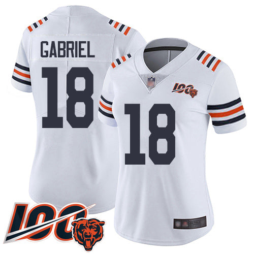 Nike Chicago Bears #18 Taylor Gabriel White Alternate Women's Stitched NFL Vapor Untouchable Limited 100th Season Jersey Womens