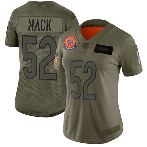 Nike Chicago Bears #52 Khalil Mack Camo Women's Stitched NFL Limited 2019 Salute to Service Jersey Womens