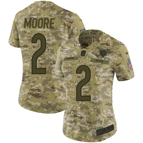 Nike Chicago Bears #2 D.J. Moore Camo Women's Stitched NFL Limited 2018 Salute To Service Jersey Womens