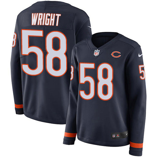Nike Chicago Bears #58 Darnell Wright Navy Blue Team Color Women's Stitched NFL Limited Therma Long Sleeve Jersey Womens