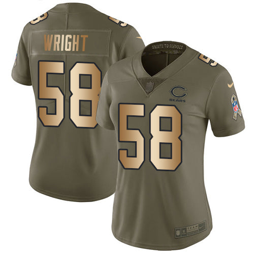 Nike Chicago Bears #58 Darnell Wright Olive/Gold Women's Stitched NFL Limited 2017 Salute To Service Jersey Womens